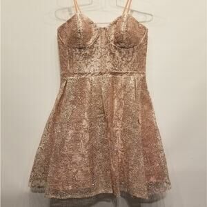 Gb NEW Rose Gold Short Dress Comfortable Strapless Sleeveless Dress Women Size11